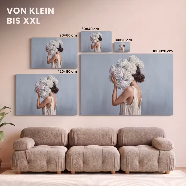 Bloemen - Vrouw - Wit canvas 2cm klein -Xsfeer8_DE