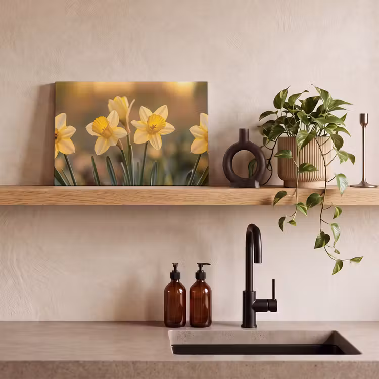 Bloemen - Geel - Wazig canvas 2cm klein -sfeer3