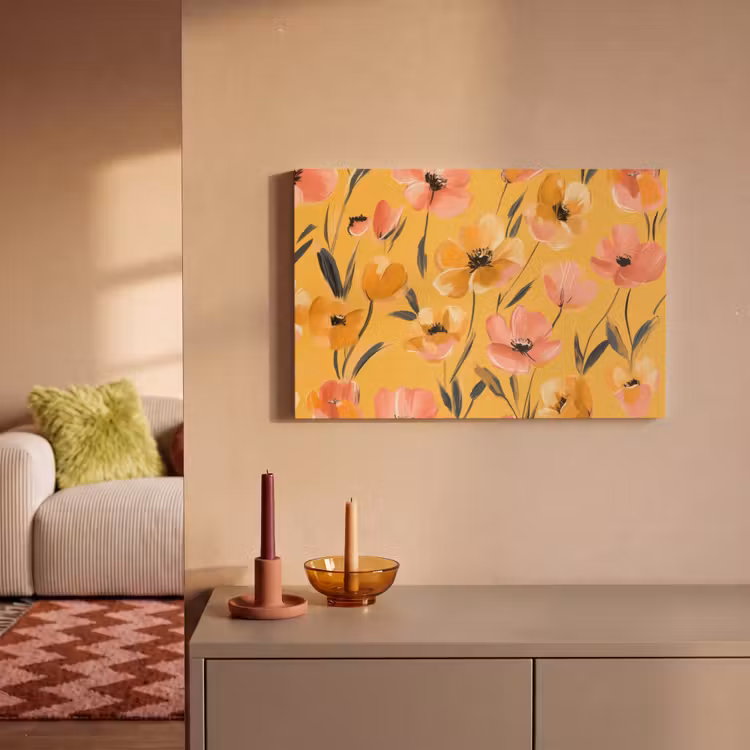 Bloemen - Geschilderd - Geel canvas 2cm klein -sfeer1