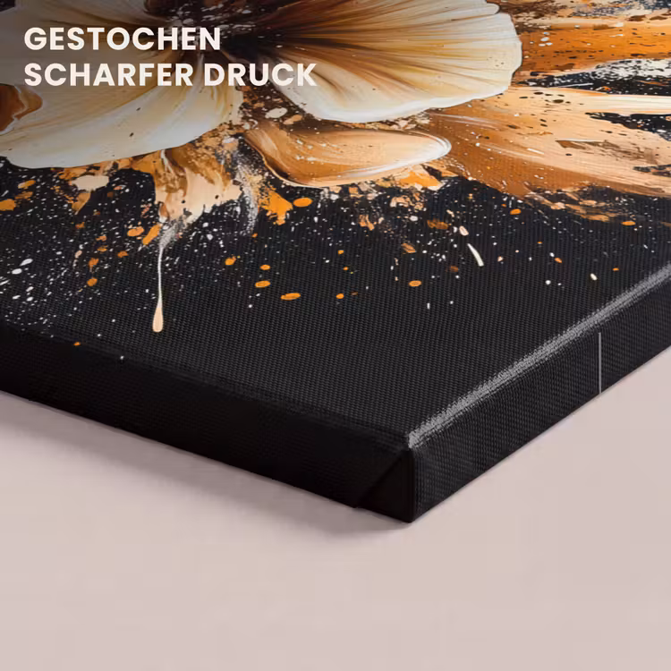 Bloemen - Goud - Graffiti - Zwart - Abstract canvas 2cm klein -uniquesellingpoint_afwerking-onlywow_DE