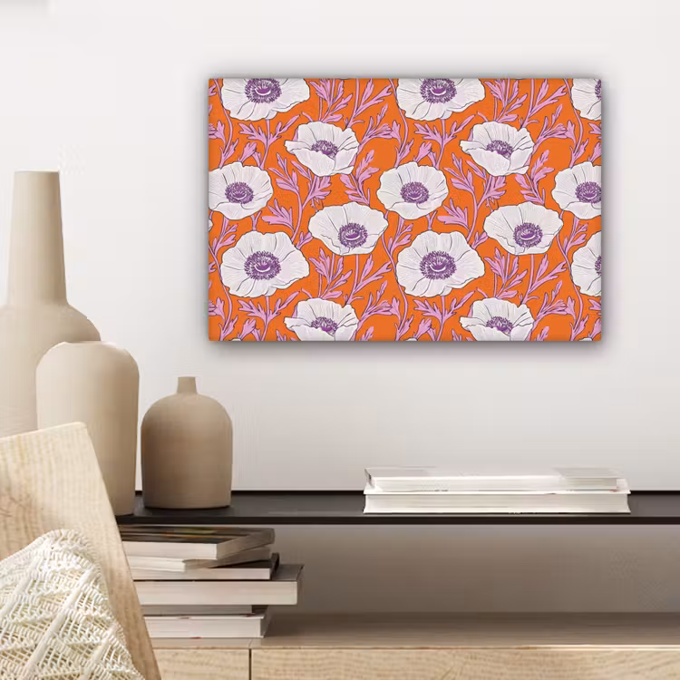 Bloemen - Grafisch - Oranje canvas 2cm klein 34 -sfeer6
