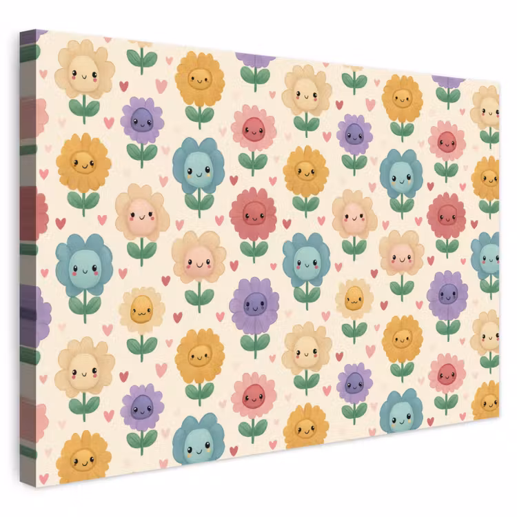 Bloemen - Hartjes - Kleurrijk canvas 2cm klein 34 -3d