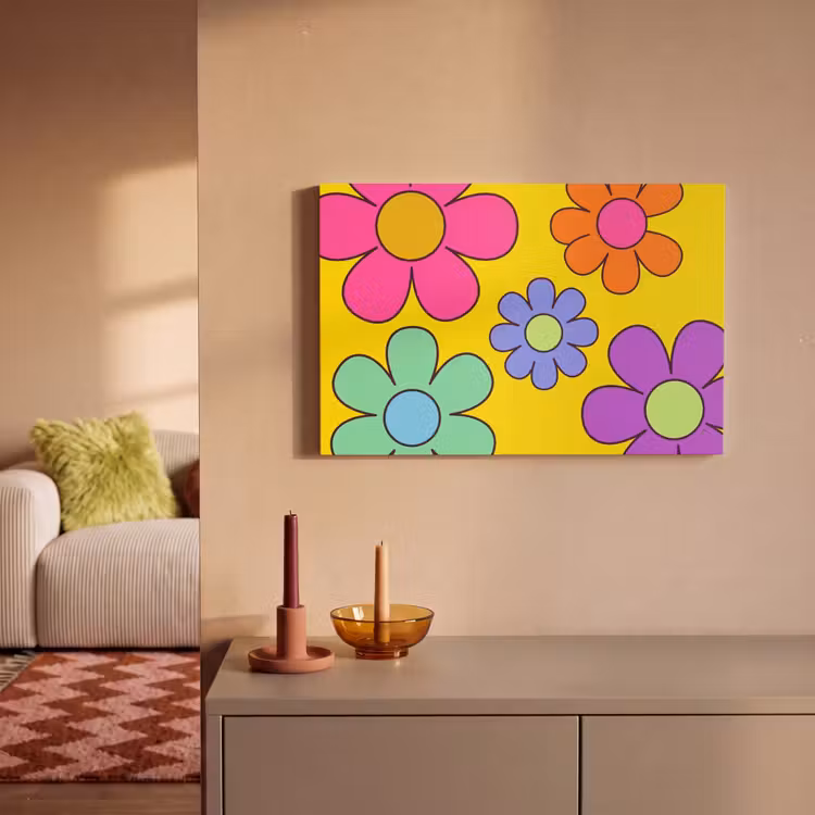 Bloemen - Illustratie - Kleurrijk canvas 2cm klein -sfeer1