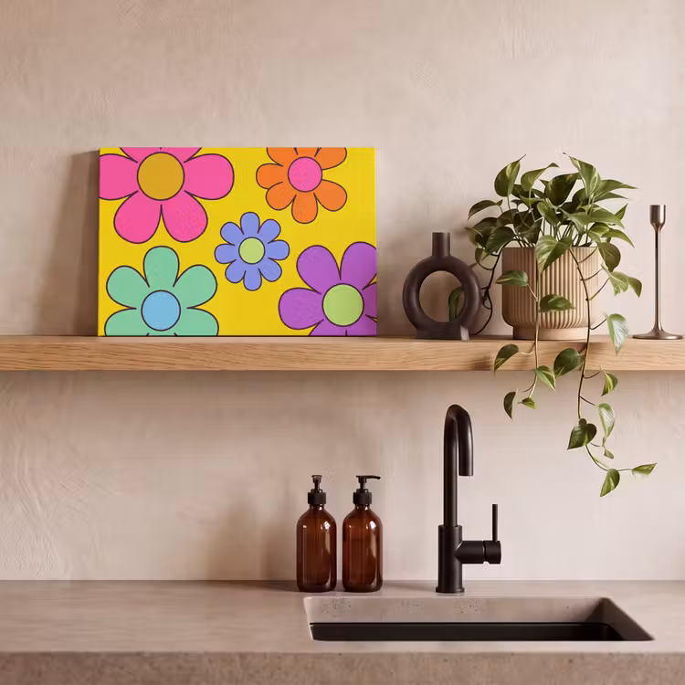 Bloemen - Illustratie - Kleurrijk canvas 2cm klein -closeup_print_DE