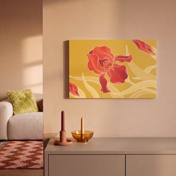 Leinwandbild - Blumen – Illustration – Rot - Bloemen - Illustratie - Rood canvas 2cm klein