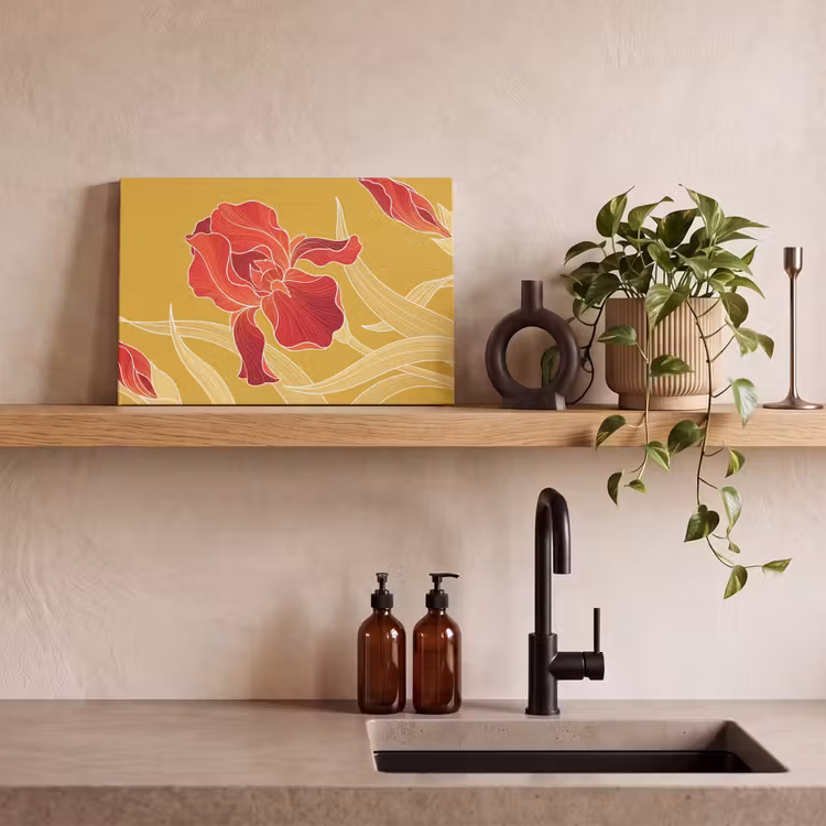 Leinwandbild - Blumen – Illustration – Rot - Bloemen - Illustratie - Rood canvas 2cm klein