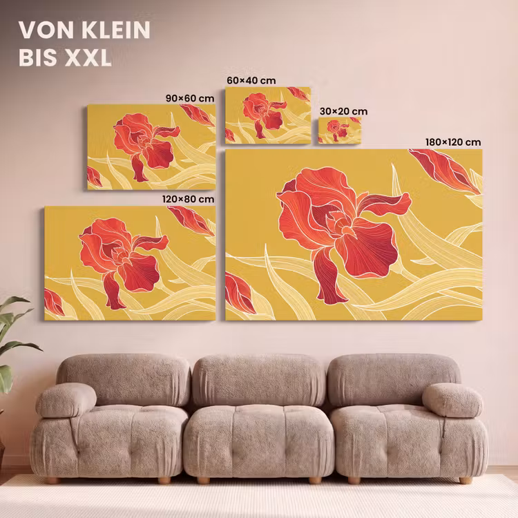 Leinwandbild - Blumen – Illustration – Rot - Bloemen - Illustratie - Rood canvas 2cm klein