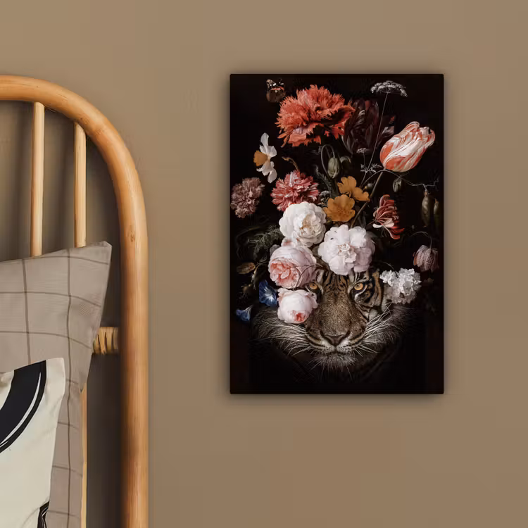Bloemen - Jan Davidsz de Heem - Tijger - Schilderij - Stilleven - Oude meesters canvas 2cm klein -sfeer3