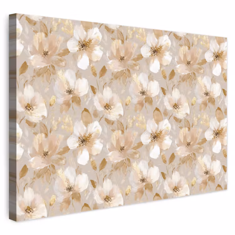 Bloemen - artistiek - Goud canvas 2cm klein 34 -3d