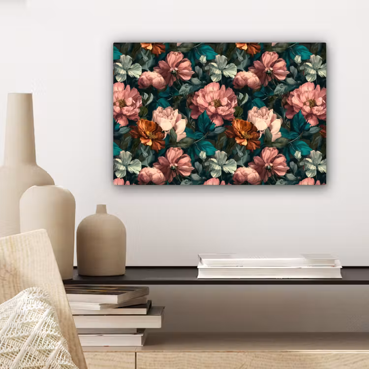 Bloemen - Schilderachtig - Patroon - Roze canvas 2cm klein 34 -sfeer6