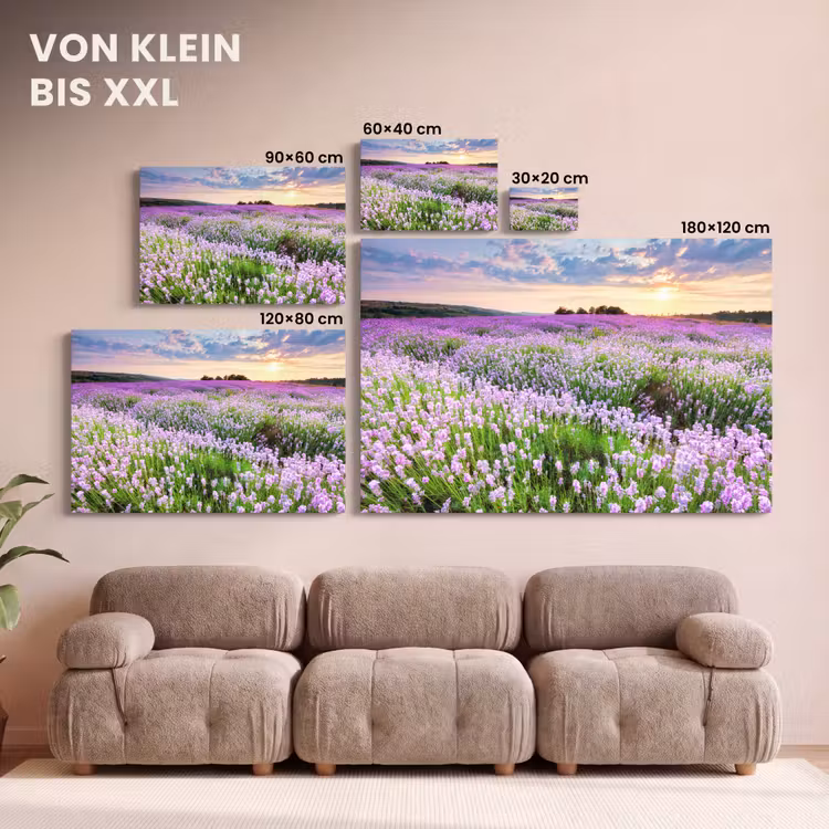 Bloemen - Lavendel - Paars - Lucht - Zonsondergang - Weide - Natuur canvas 2cm klein -Xsfeer8_DE