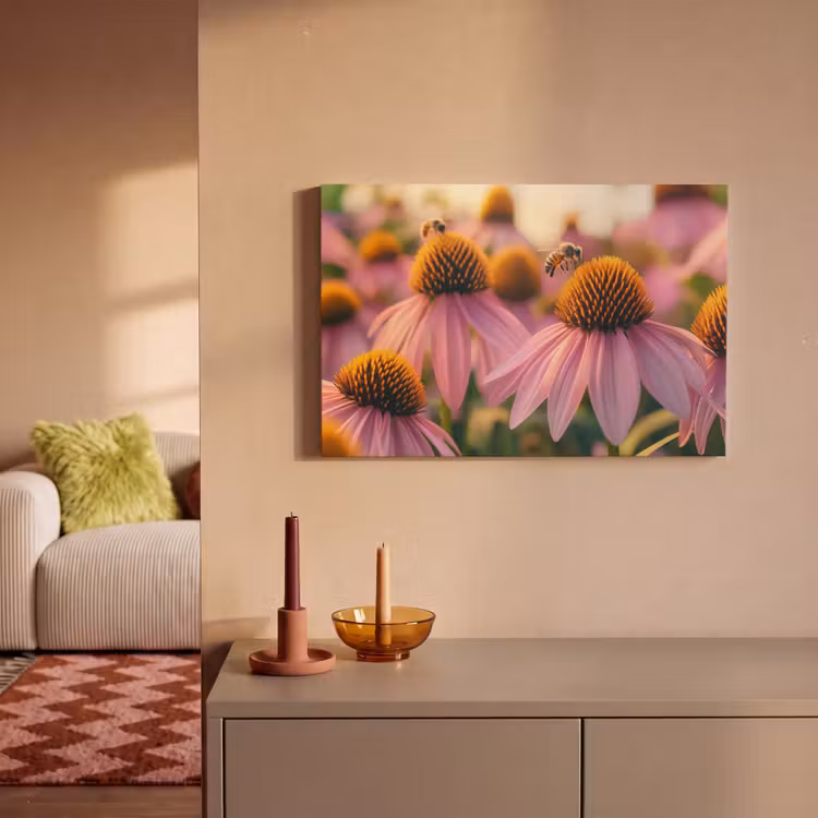 Bloemen - Paars - Bijen canvas 2cm klein -sfeer1