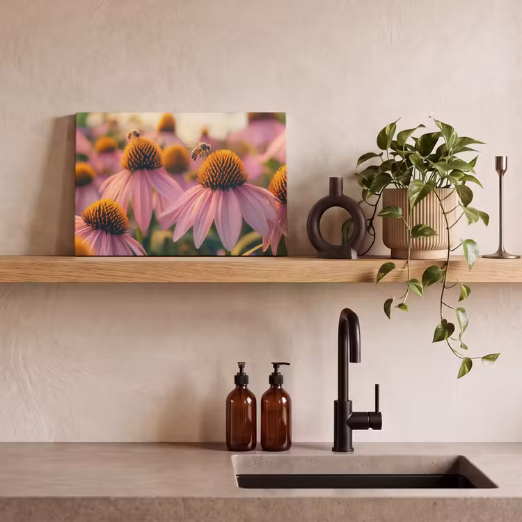 Bloemen - Paars - Bijen canvas 2cm klein -sfeer3