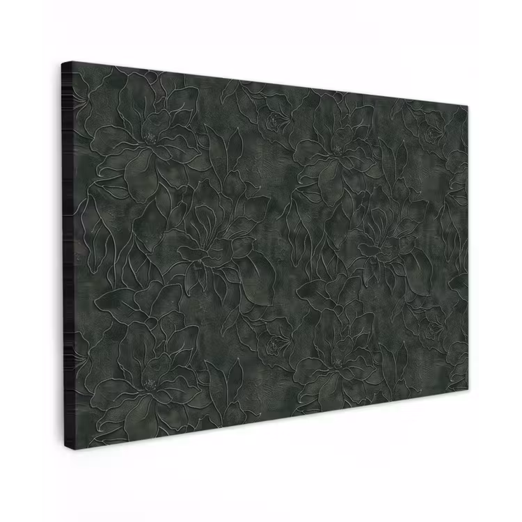 Bloemen - Lijnen - Groen canvas 2cm klein 34 -z3d