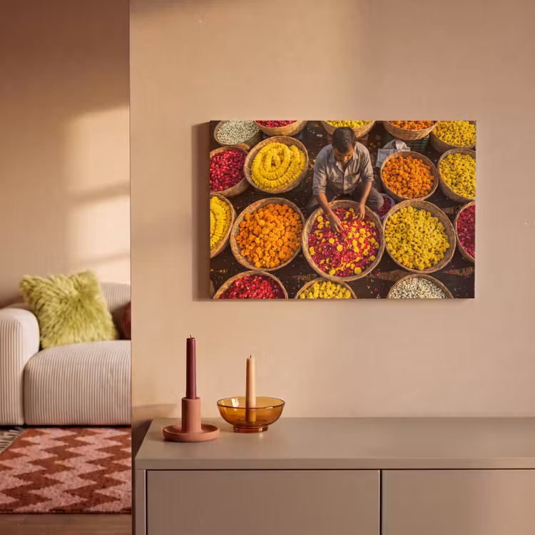 Leinwandbild - Blumen – Markt – Bunt - Bloemen - Markt - Kleurrijk canvas 2cm klein