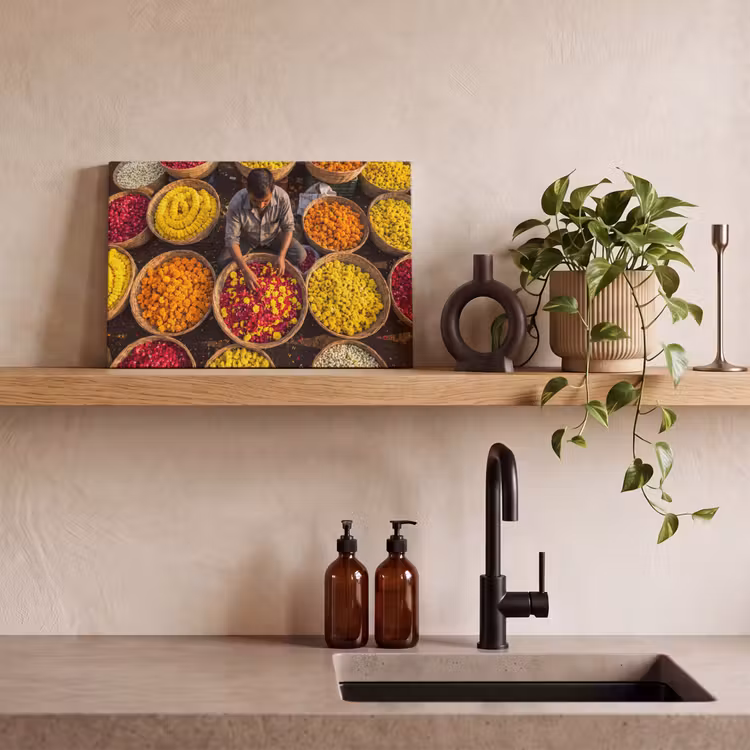 Leinwandbild - Blumen – Markt – Bunt - Bloemen - Markt - Kleurrijk canvas 2cm klein