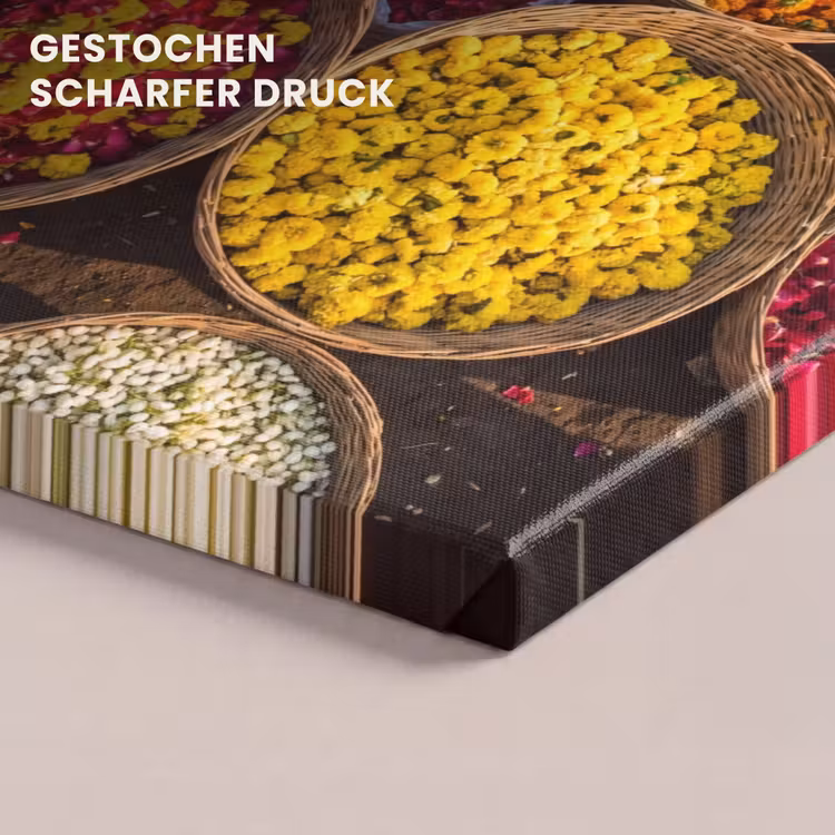 Leinwandbild - Blumen – Markt – Bunt - Bloemen - Markt - Kleurrijk canvas 2cm klein