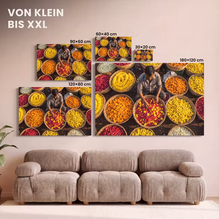 Leinwandbild - Blumen – Markt – Bunt - Bloemen - Markt - Kleurrijk canvas 2cm klein