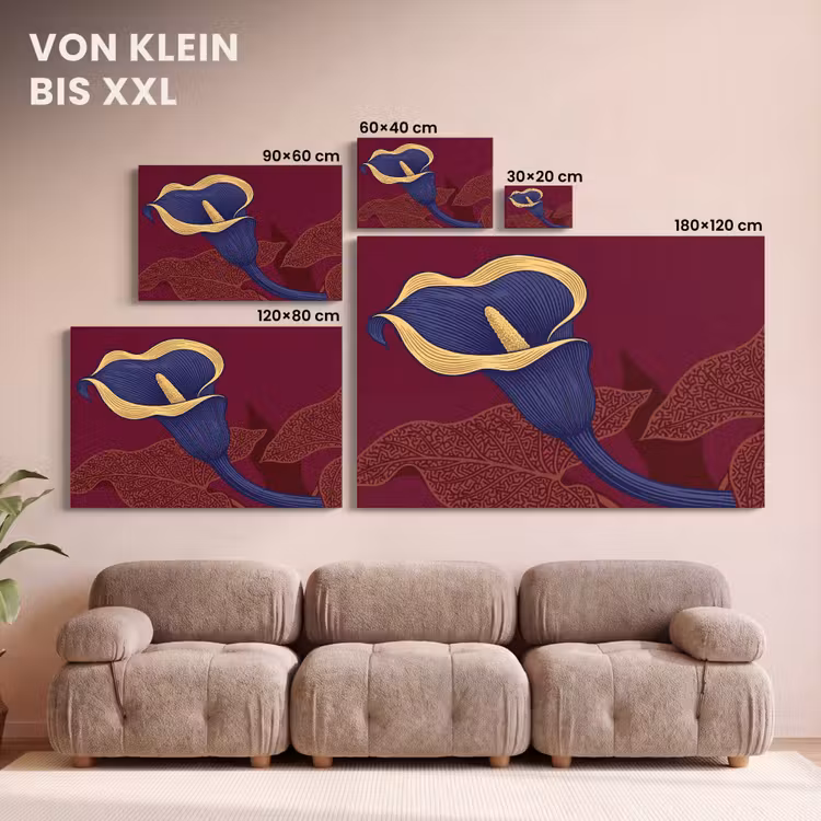 Leinwandbild - Blumen – Modern – Lila - Bloemen - Modern - Paars canvas 2cm klein