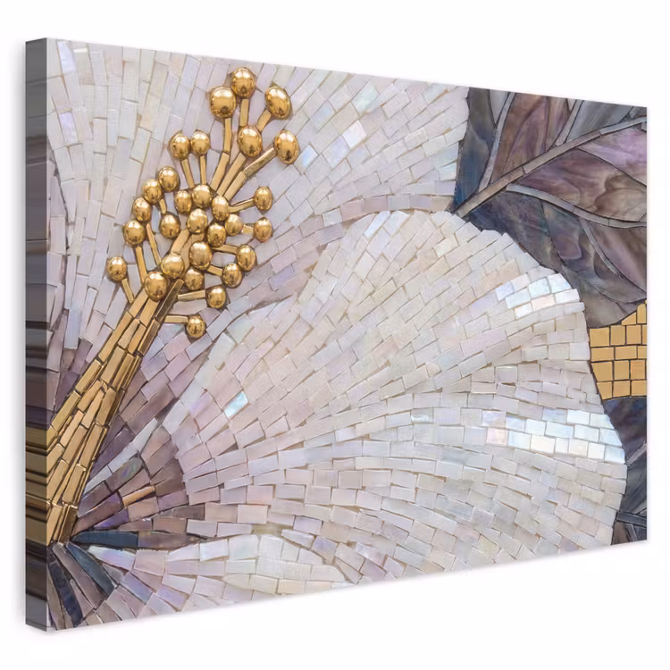 Bloemen - Mozaïek - Kunst - Modern - Goud canvas 2cm klein -3d
