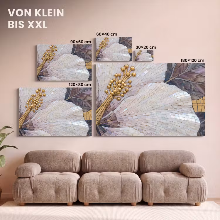 Bloemen - Mozaïek - Kunst - Modern - Goud canvas 2cm klein -Xsfeer8_DE