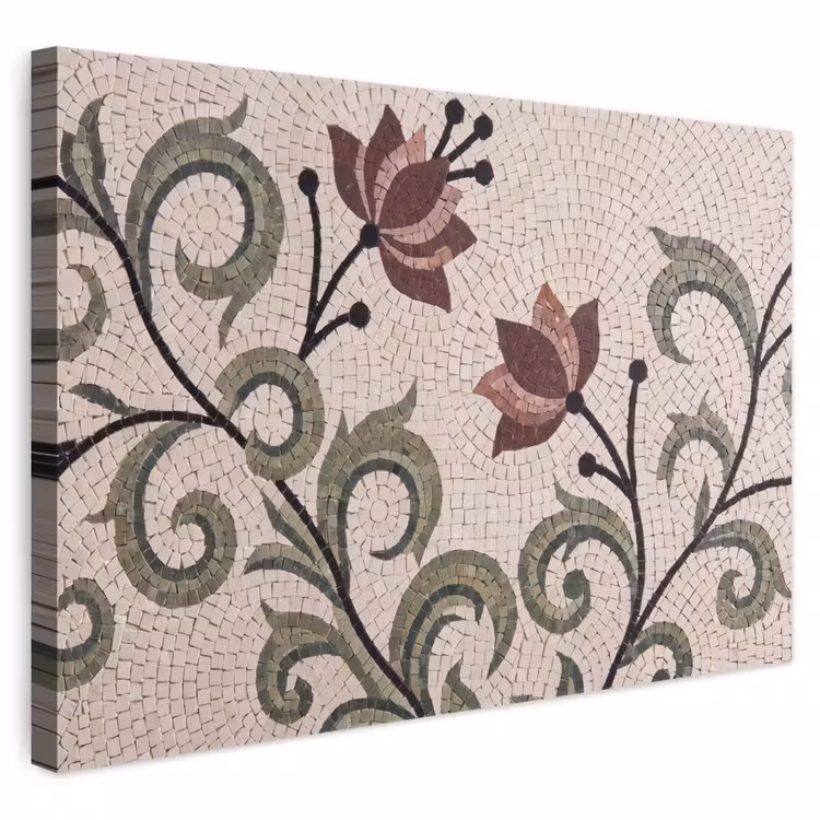 Bloemen - Mozaïek - Patroon - Abstract - Groen canvas 2cm klein -3d