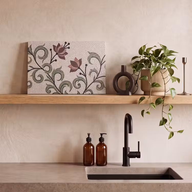 Bloemen - Mozaïek - Patroon - Abstract - Groen canvas 2cm klein -sfeer3