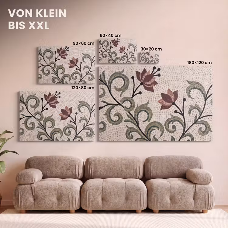 Bloemen - Mozaïek - Patroon - Abstract - Groen canvas 2cm klein -Xsfeer8_DE