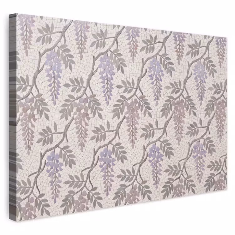 Bloemen - Mozaïek - Natuur - Patroon - Paars canvas 2cm klein -3d