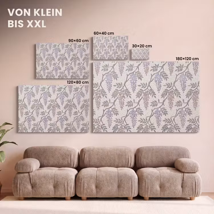 Bloemen - Mozaïek - Natuur - Patroon - Paars canvas 2cm klein -Xsfeer8_DE
