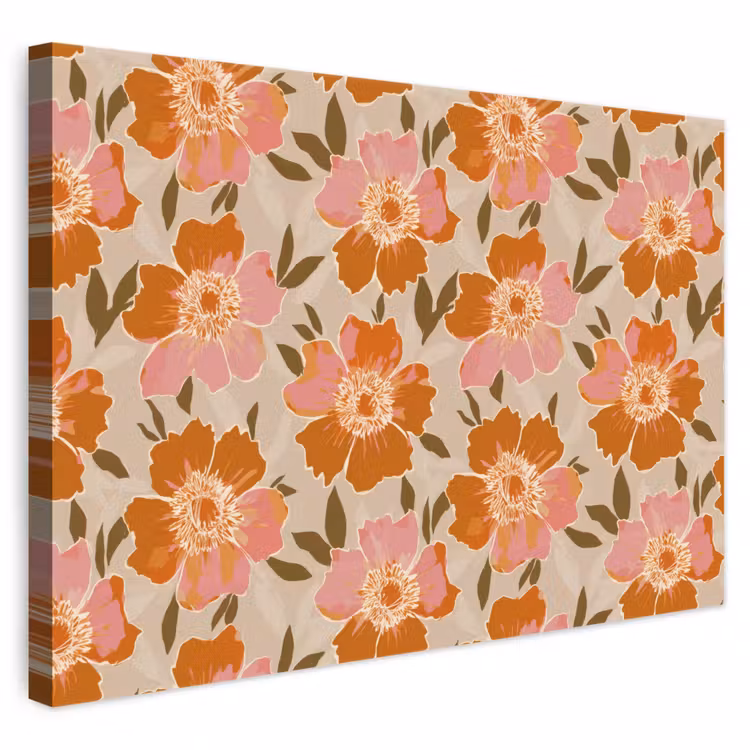 Bloemen - Motief - Retro canvas 2cm klein 34 -3d