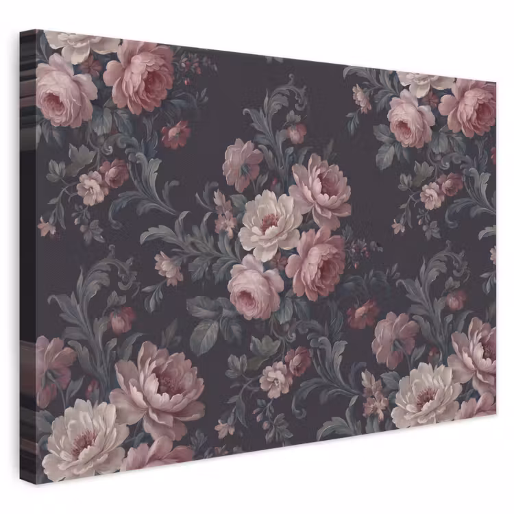 Bloemen - Patroon - Sierlijk - Roze - Donker canvas 2cm klein -3d