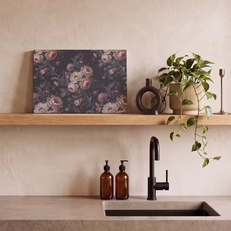 Bloemen - Patroon - Sierlijk - Roze - Donker canvas 2cm klein -sfeer3