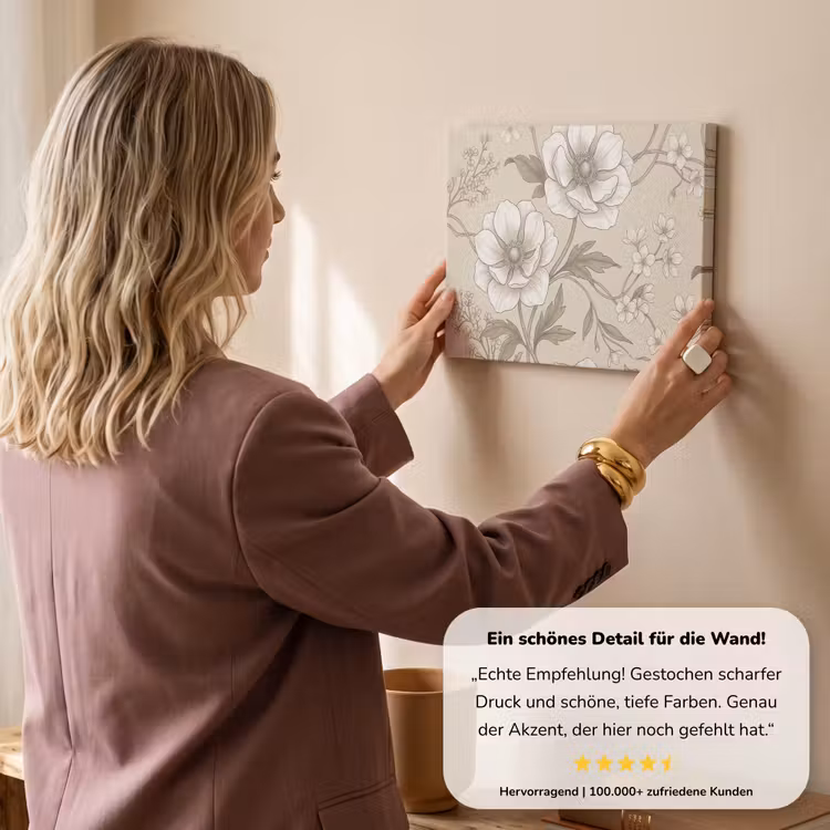 Bloemen - Patroon - Beige canvas 2cm klein -sfeer3