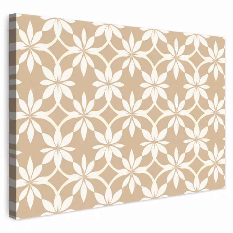 Bloemen - Patroon - Beige canvas 2cm klein 34 -3d