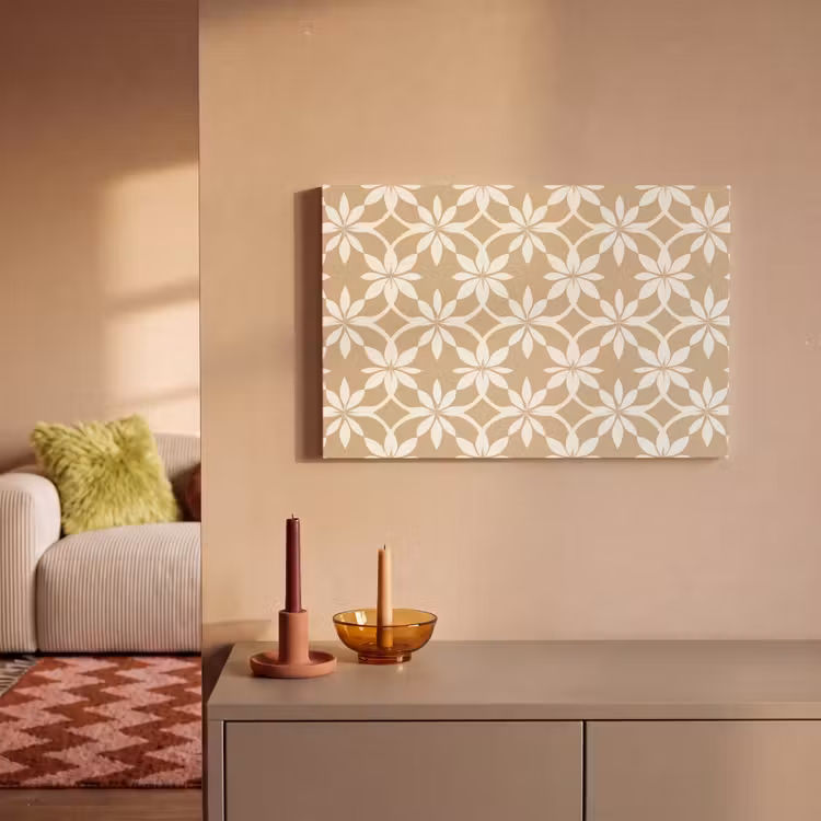 Bloemen - Patroon - Beige canvas 2cm klein 34 -sfeer1