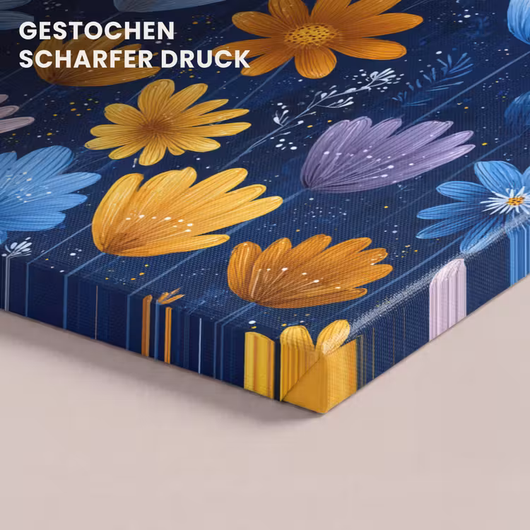 Bloemen - Patroon - Blauw - Contrast canvas 2cm klein -uniquesellingpoint_afwerking-onlywow_DE