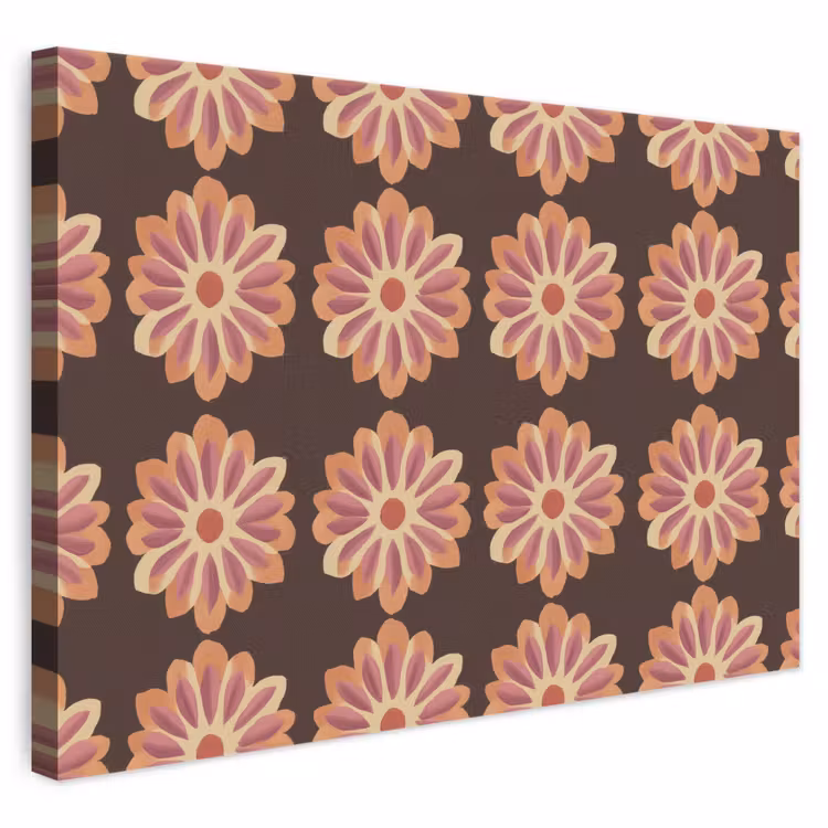 Bloemen - Patroon - Bruin canvas 2cm klein 34 -3d