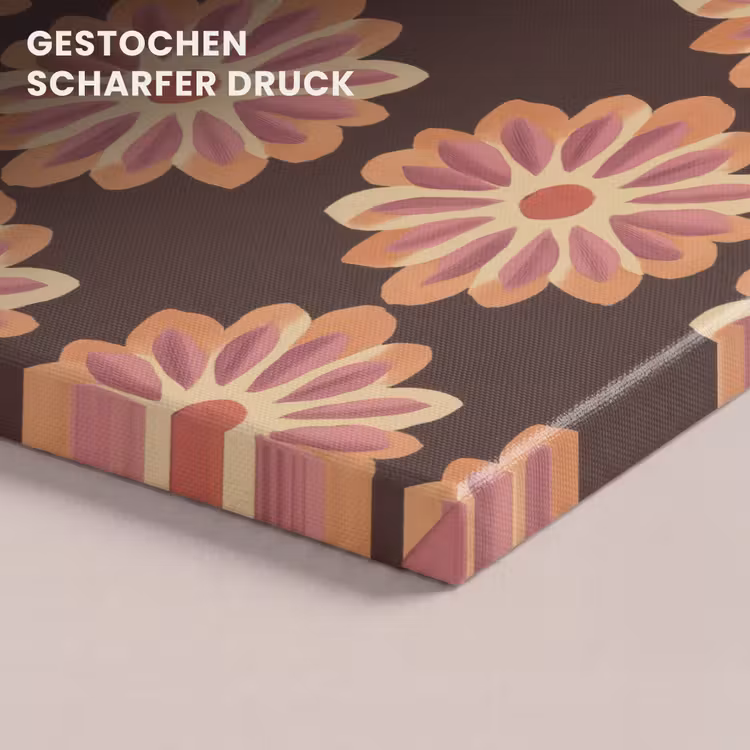 Bloemen - Patroon - Bruin canvas 2cm klein 34 -closeup_print_DE