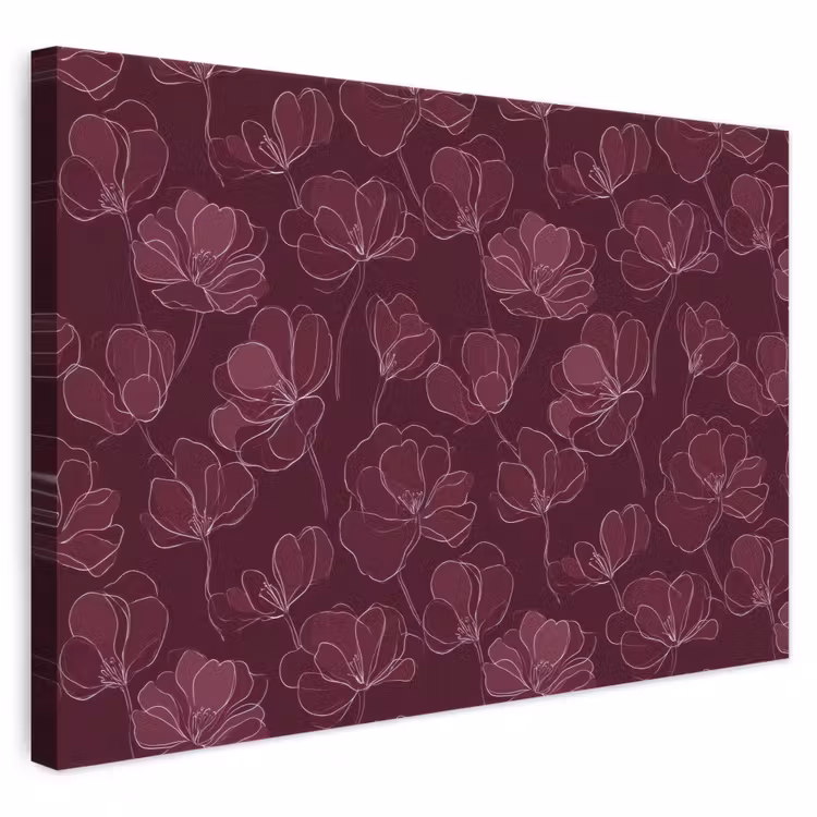 Bloemen - Patroon - Bordeauxrood canvas 2cm klein 34 -3d