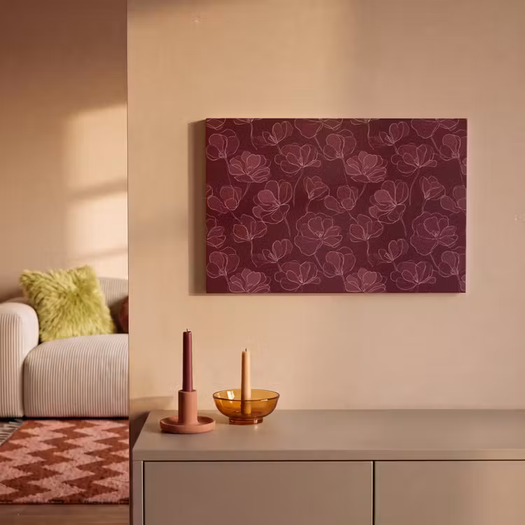 Bloemen - Patroon - Bordeauxrood canvas 2cm klein 34 -sfeer1