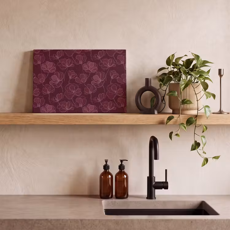 Bloemen - Patroon - Bordeauxrood canvas 2cm klein 34 -sfeer3