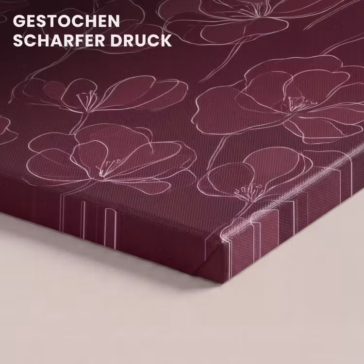 Bloemen - Patroon - Bordeauxrood canvas 2cm klein 34 -closeup_print_DE