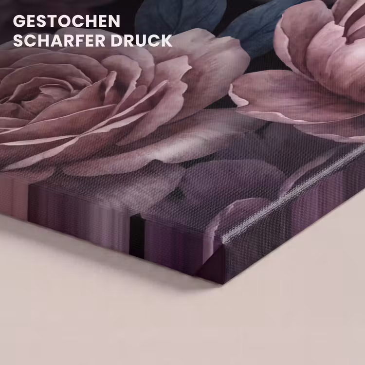 Bloemen - Patroon - Donker - Botanisch - Paars canvas 2cm klein -closeup_print_DE
