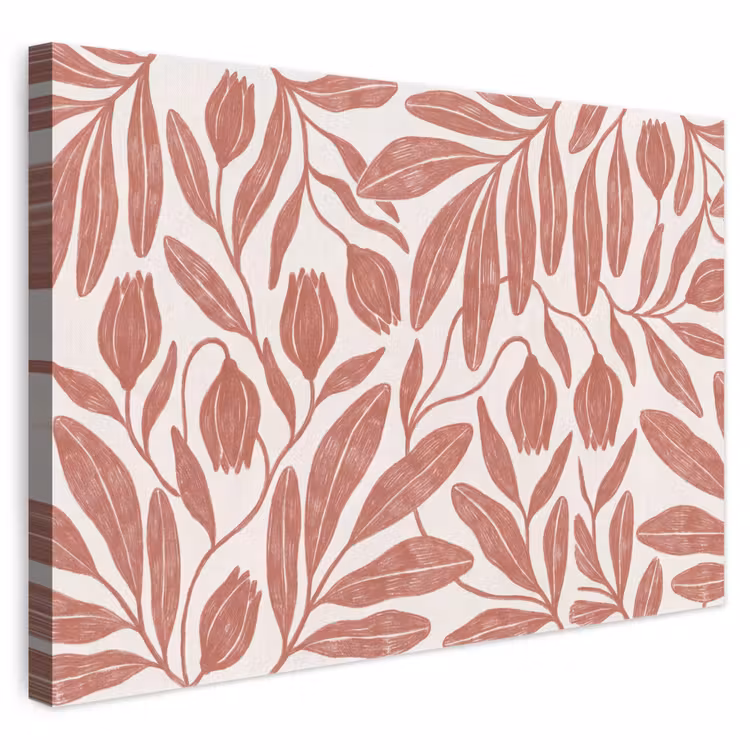 Bloemen - Patroon - Modern - Natuur - Bruin canvas 2cm klein -3d