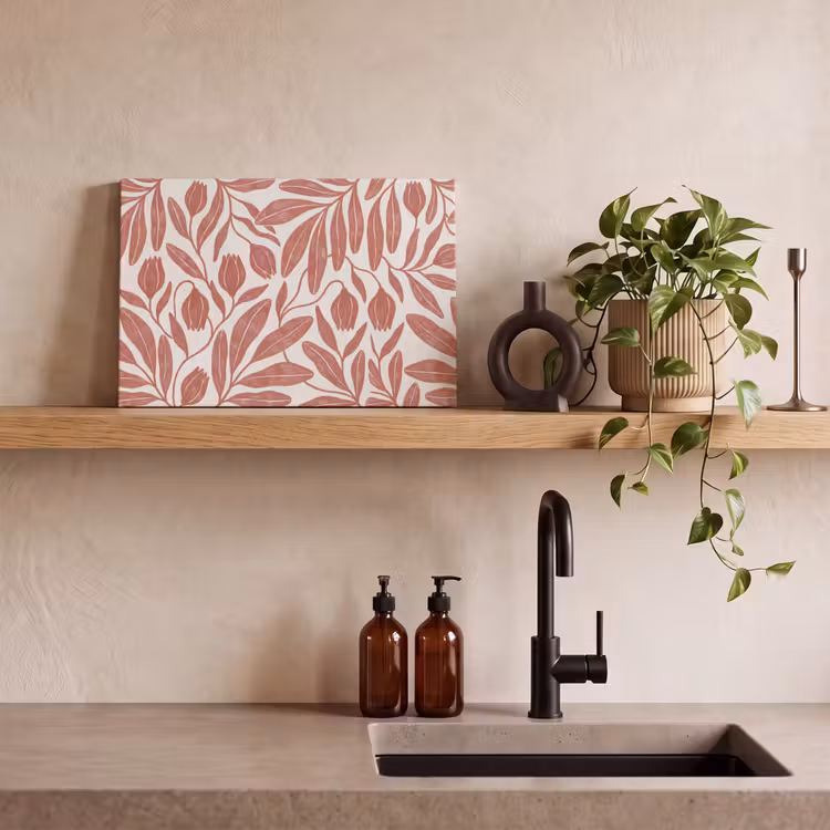 Bloemen - Patroon - Modern - Natuur - Bruin canvas 2cm klein -sfeer3