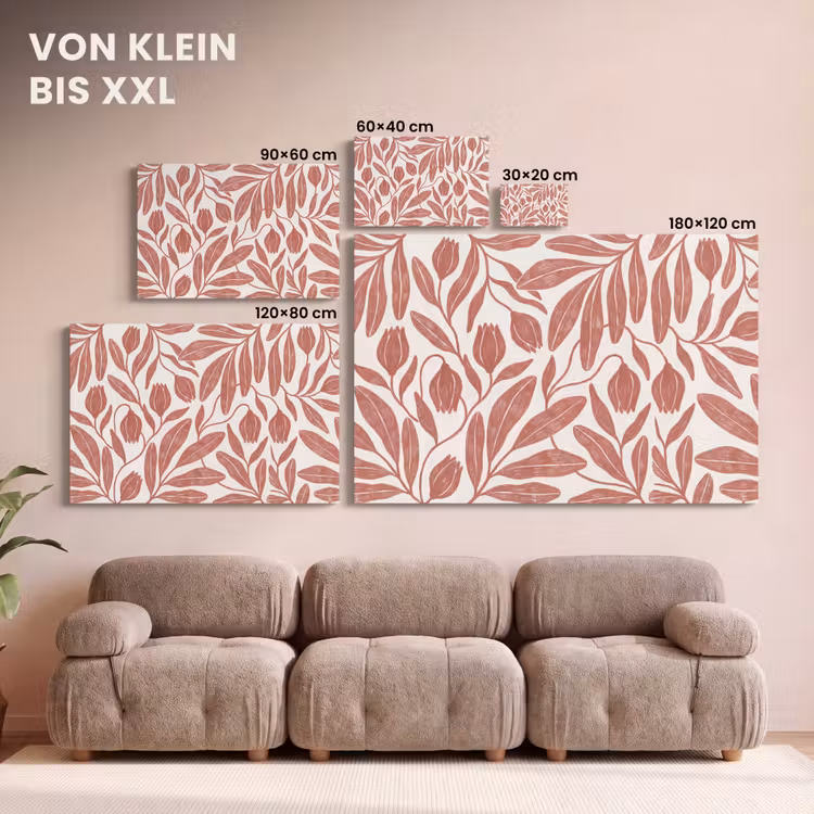 Bloemen - Patroon - Modern - Natuur - Bruin canvas 2cm klein -Xsfeer8_DE