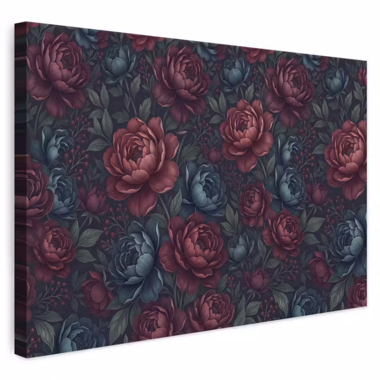 Bloemen - Patroon - Natuur - Klassiek - Donker canvas 2cm klein -3d