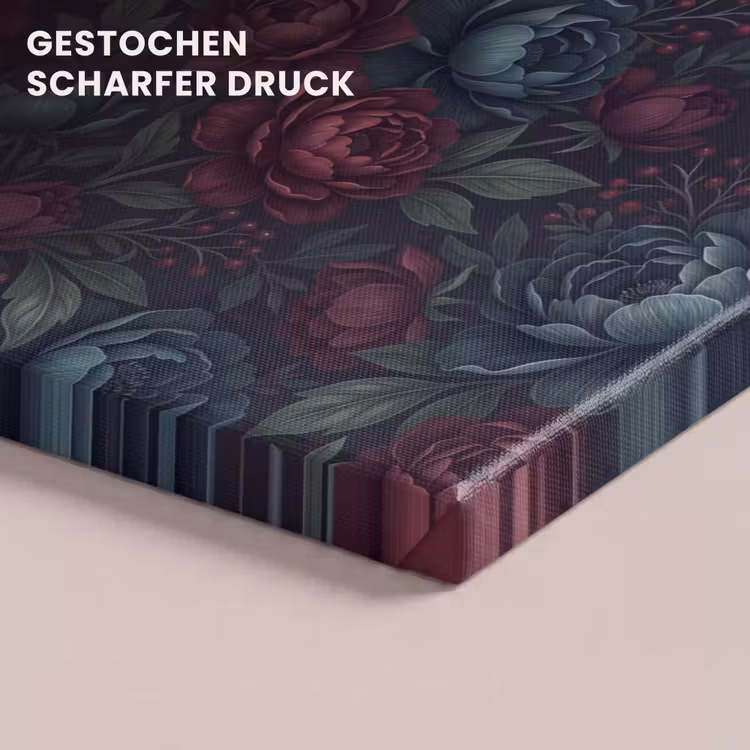 Bloemen - Patroon - Natuur - Klassiek - Donker canvas 2cm klein -closeup_print_DE