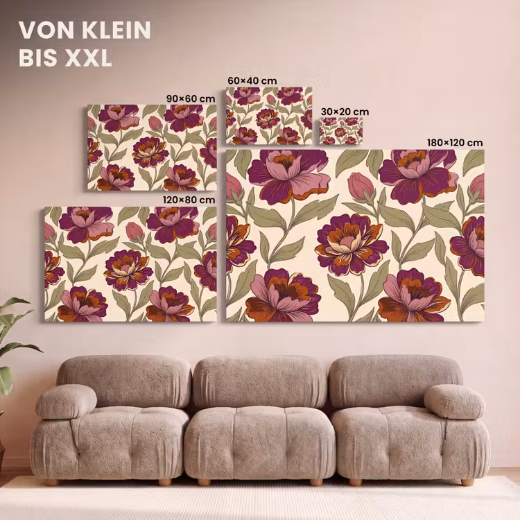 Bloemen - Patroon - Natuur - Modern - Paars canvas 2cm klein -Xsfeer8_DE